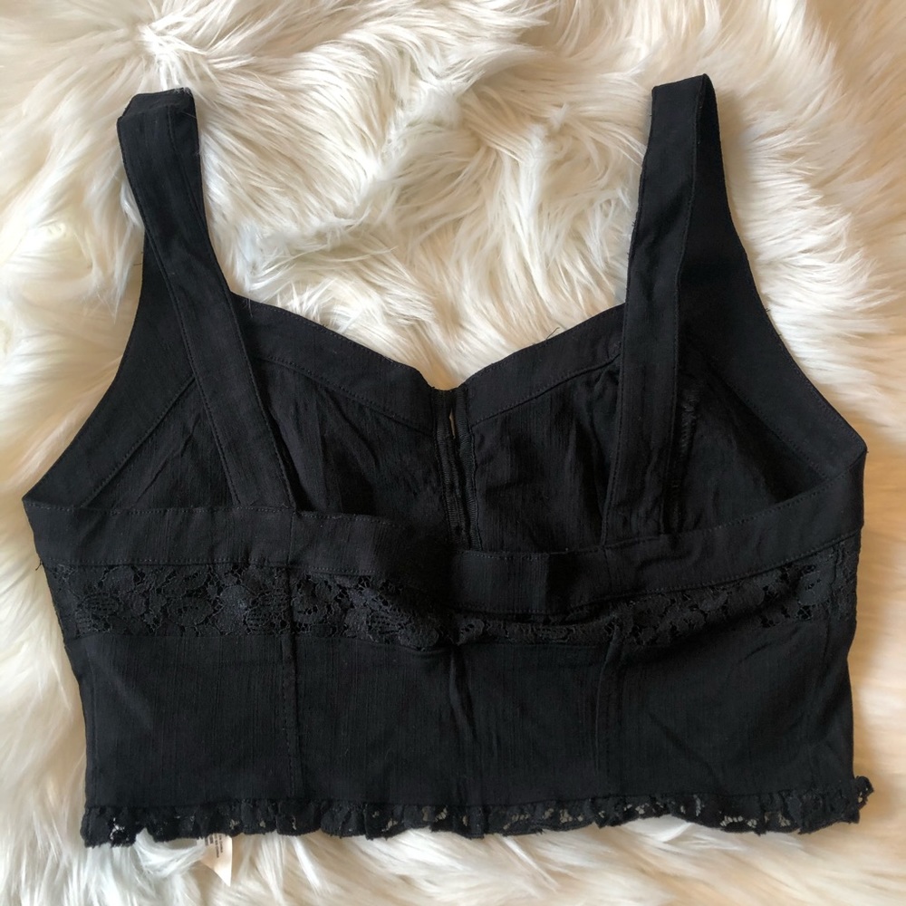 NWT intimately Free Boho Black Lace Crop Top Sz M - Picture 3 of 6